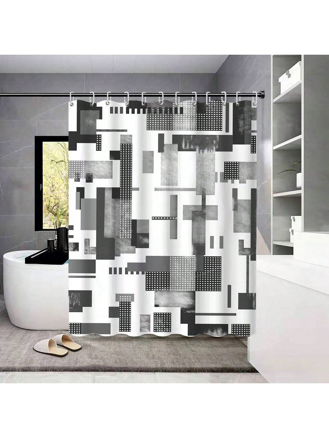 This Chic Geometric Printed <a href="https://canaryhouze.com/collections/shower-curtain" target="_blank" rel="noopener">Shower Curtain</a> Set is the perfect way to elevate your bathroom style! Featuring a chic geometric print, this shower curtain will add a modern and sophisticated touch to your space. Its durable material ensures long-lasting use, making it both functional and stylish. Transform your bathroom today!