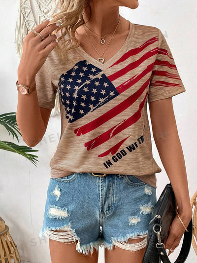 USA Pride: American Flag Printed Casual T-Shirt