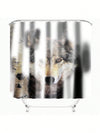 Wolf Design Bathroom Set: Waterproof Shower Curtain, Toilet Cover, and Bathroom Mat - Complete with 12 Shower Curtain Hooks