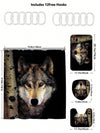 Wolf Design Bathroom Set: Waterproof Shower Curtain, Toilet Cover, and Bathroom Mat - Complete with 12 Shower Curtain Hooks