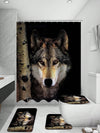 Wolf Design Bathroom Set: Waterproof Shower Curtain, Toilet Cover, and Bathroom Mat - Complete with 12 Shower Curtain Hooks