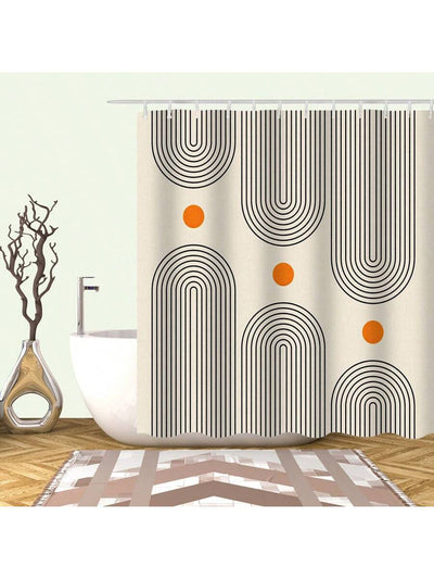 Vibrant Geometry Print Waterproof Shower Curtain with 12 C Hooks - Fade-Resistant and Moisture-Blocking Design