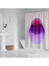 Geometric Circular Overlapping Pattern Waterproof Shower Curtain with Hooks - White & Purple