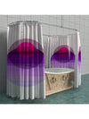 Geometric Circular Overlapping Pattern Waterproof Shower Curtain with Hooks - White & Purple