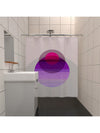 Geometric Circular Overlapping Pattern Waterproof Shower Curtain with Hooks - White & Purple