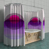 Geometric Circular Overlapping Pattern Waterproof Shower Curtain with Hooks - White & Purple