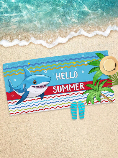Ultra-Fine Fiber Cartoon Shark Beach Towel: Your Essential Travel Companion