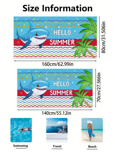 Ultra-Fine Fiber Cartoon Shark Beach Towel: Your Essential Travel Companion