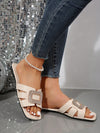 Chic and Stylish Snake Print Peep Toe Flat Sandals with Ankle Strap