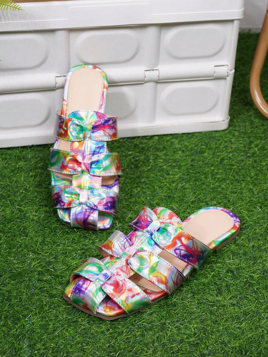 Colorful Woven Decor Flat Sandals: Perfect Slip-On Shoes for Casual Summer Outfits