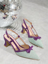 Stylish Multi-Color High Heel Slip-On Shoes with Bowknot and Back Strap