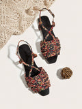 Experience ultimate comfort and style with our Boho Chic Faux Suede Braided Strap Flat <a href=
