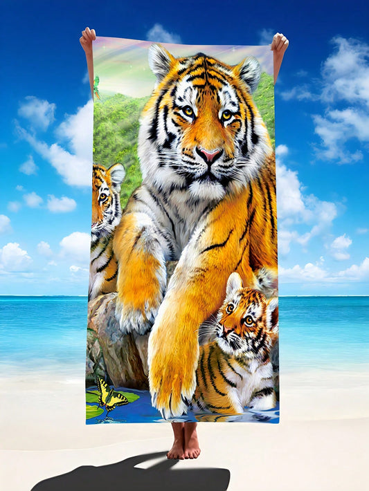 Get ready to hit the beach with our Ultimate Tiger Pattern <a href="https://canaryhouze.com/collections/towels" target="_blank" rel="noopener">Beach Towel</a>! Made with super absorbent microfiber, this towel is perfect for travel, swimming, yoga, camping, and more. Available in various sizes for both adults and children. Stay dry and stand out with this stylish and functional beach essential.
