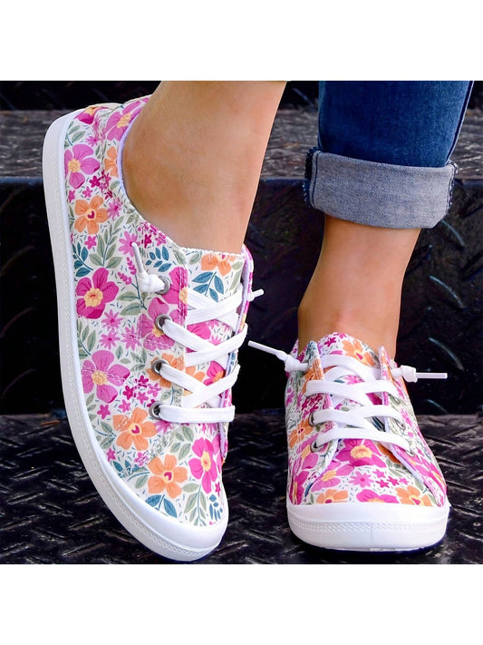 Colorful Floral Print Canvas Sneakers: Your Comfortable and Stylish Choice for Spring and Summer