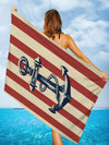 Nautical Vibes Microfiber Beach Towel: Lightweight Anchor Print for Beach, Gym, and More