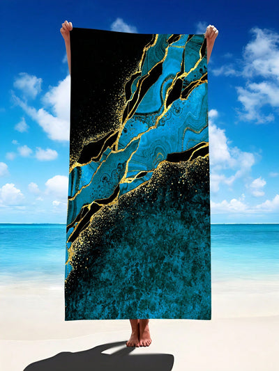 Golden Glitter Marble Print Oversize Beach Towel: Perfect Summer Travel Companion