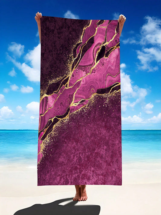Experience luxury at the beach with our Golden Glitter Marble Print Oversize <a href="https://canaryhouze.com/collections/towels" target="_blank" rel="noopener">Beach Towel</a>. This stunning towel features a unique combination of golden glitter and marble print, making it the perfect summer travel companion. With its oversized design, you'll have plenty of space to lounge and soak up the sun. Upgrade your beach experience with our luxurious towel.