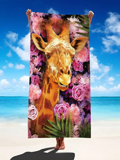 Explore the wild in style with the Safari Chic Giraffe Flower Patterned <a href="https://canaryhouze.com/collections/towels" target="_blank" rel="noopener">Beach Towel</a>. Made of extra large microfiber, this beach blanket is perfect for summer adventures. With a trendy giraffe and flower pattern, it's both functional and fashionable. Stay dry and stand out at the beach or pool.