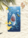 Vibrant Shark Printed Beach Towel - Oversized, Quick-Drying & Perfect for Summer Fun!
