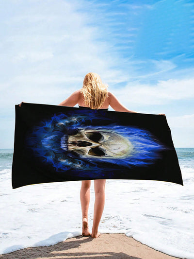 Skull Pattern Ultra-Fine Fiber Beach Towel: Oversize Blanket for Travel, Swimming, Diving, Surfing, Yoga, Camping - Various Sizes for Adults and Children