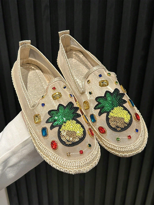 Add a touch of glamour to your summer wardrobe with our Sparkling Mesh Rhinestone Flat <a href="https://canaryhouze.com/collections/women-canvas-shoes" target="_blank" rel="noopener">Shoes</a>. The intricate mesh design and dazzling rhinestones make for the perfect statement piece. Comfortable and stylish, these sandals are perfect for any occasion. Elevate your style game with these must-have summer sandals.