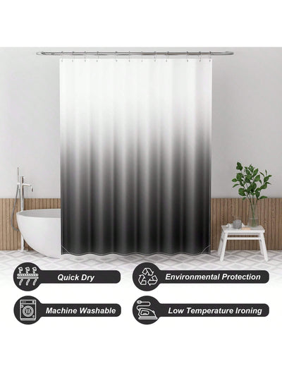 Rustic Farmhouse Ombre Shower Curtain Set - 12 Hooks Included