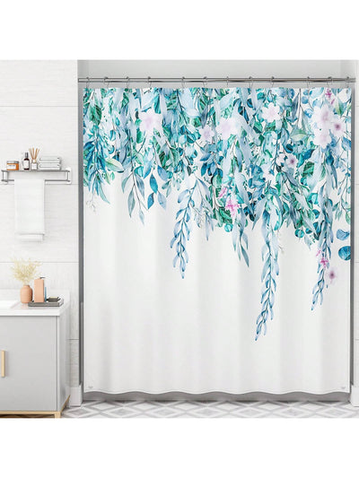 Rustic Eucalyptus Floral Shower Curtain Set - 72x72 Inches