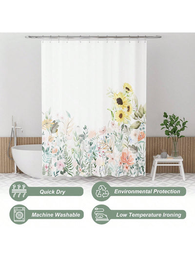 Rustic Eucalyptus Floral Shower Curtain Set - 72x72 Inches