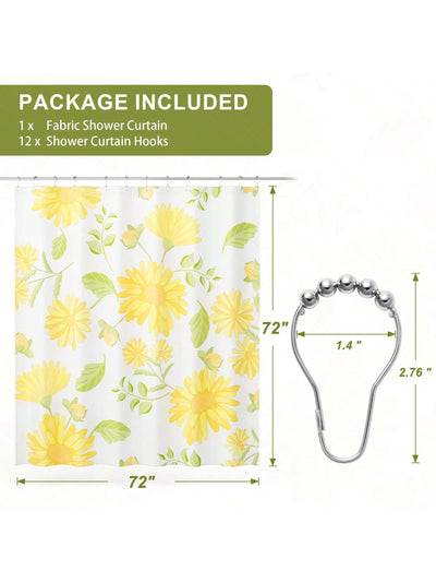 Rustic Eucalyptus Floral Shower Curtain Set - 72x72 Inches