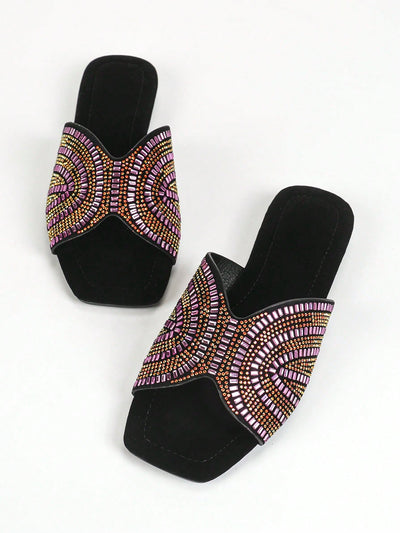 Sparkling Black Suede Sandals: Elevate Your Casual Summer Outfit