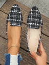 Chic Black Plaid Pattern Pointed Toe Flats - Spring and Autumn Collection