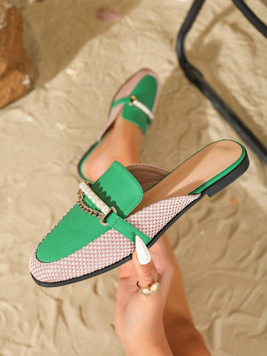 Pearl Metal Detail Flat Shoes: Summer Must-Have for Beach and Outdoor Adventures