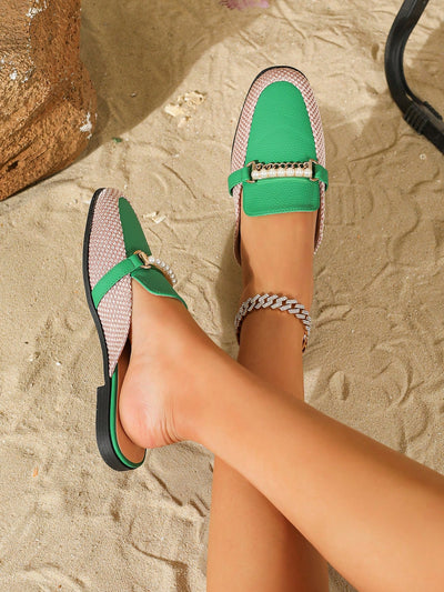 Pearl Metal Detail Flat Shoes: Summer Must-Have for Beach and Outdoor Adventures