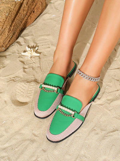 Pearl Metal Detail Flat Shoes: Summer Must-Have for Beach and Outdoor Adventures