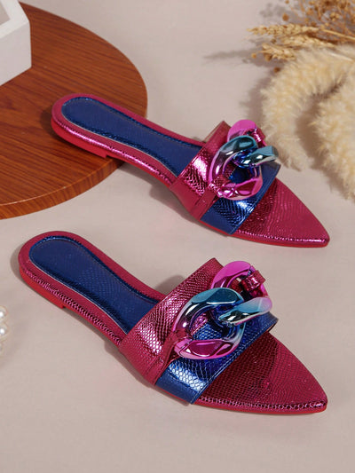 Chic and Comfortable Women's Pointed Toe Open Toe Slippers for Summer Holidays