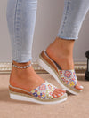 Walk Tall in Style: Women's Plus Size Woven Straps Wedge Platform Slides Summer Sandals