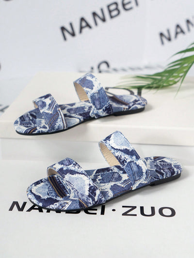 Floral Print Denim Flat Sandals: Stylish and Comfortable Footwear for Women in 2024