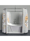 Cartoon Cat Graffiti Style Waterproof Polyester Bath Curtain - Enhance Your Bathroom with Grey Tone Design