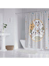 Cartoon Cat Graffiti Style Waterproof Polyester Bath Curtain - Enhance Your Bathroom with Grey Tone Design