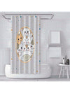 Cartoon Cat Graffiti Style Waterproof Polyester Bath Curtain - Enhance Your Bathroom with Grey Tone Design