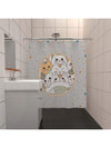 Cartoon Cat Graffiti Style Waterproof Polyester Bath Curtain - Enhance Your Bathroom with Grey Tone Design