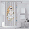 Cartoon Cat Graffiti Style Waterproof Polyester Bath Curtain - Enhance Your Bathroom with Grey Tone Design