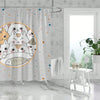 Cartoon Cat Graffiti Style Waterproof Polyester Bath Curtain - Enhance Your Bathroom with Grey Tone Design