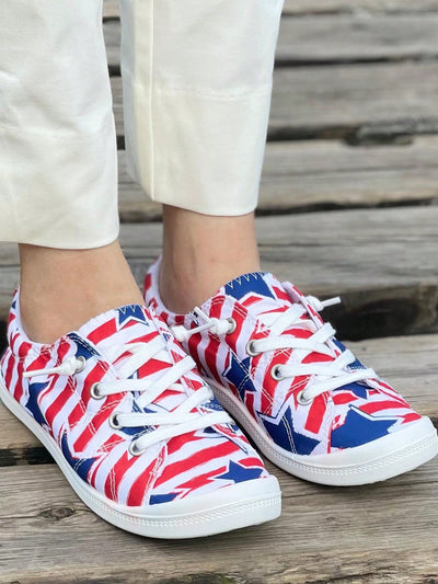 Red Stripe Blue Star Canvas Sneakers: Versatile and Comfortable All Year Round