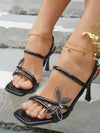 Chic and Stylish Bowknot Detail High Heeled Sandals for Summer in Apricot