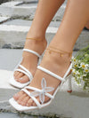 Chic and Stylish Bowknot Detail High Heeled Sandals for Summer in Apricot