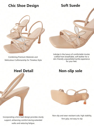 Chic and Stylish Bowknot Detail High Heeled Sandals for Summer in Apricot