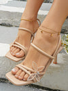 Chic and Stylish Bowknot Detail High Heeled Sandals for Summer in Apricot