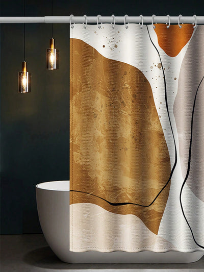 Abstract Art Style Water and Mildew-Proof Shower Curtain Set with Hooks - Home and Outdoor Decor