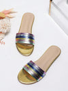 Multicolor Metallic Band Flat Sandals: Comfortable and Slip-Resistant Independence Day Shoes